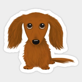 Cute Dog | Longhaired Red Dachshund | Funny Wiener Dog Sticker